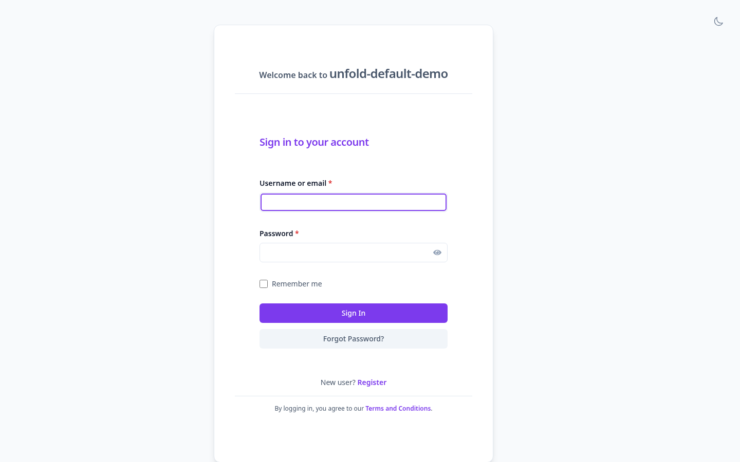 Keycloak Unfold Theme Preview